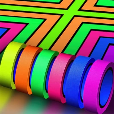 Zes rollen fluorescerende tape in 6 kleuren, 5m x 15mm, ideaal voor feestdecoratie en verjaardagen, neon effect, zelfklevende tape