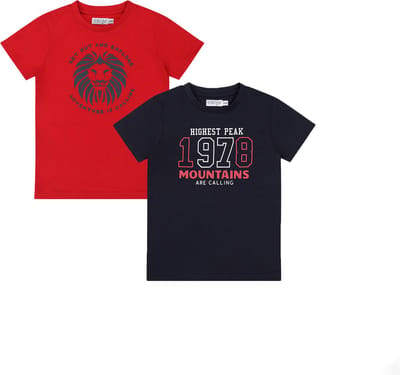 Dirkje Jongens 2 PACK T-shirt - Red + navy - Maat 104