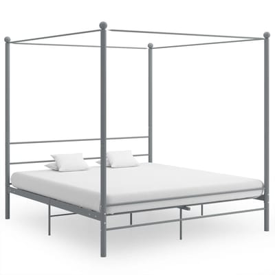 vidaXL - Hemelbedframe - metaal - grijs - 180x200 - cm