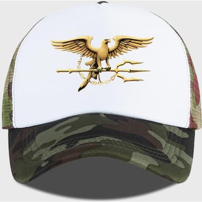 Gouden Adelaar Print Mesh Pet Ademend Gaas, Zacht En Comfortabel, Verstelbaar Dikke Retro Badge Stijl, Modieus Unisex Perfect