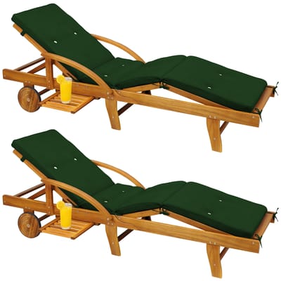 Ligbed Tami Sun® Set van 2 acaciahout incl kussen Groen