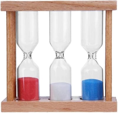 Zandloper Timer - Zandklok - Tijd Meten - Houten Frame - 9x9x3 cm - Willekeurig