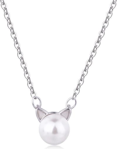 24/7 Jewelry Collection Kat Parel Ketting - Poes - Zilverkleurig