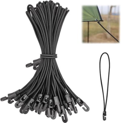 Spanrubber - Spanfix - 16 stuks - Multifunctioneel - Zwart - Zeilspanner - Camping - Aanhangers - Zwembadafdekking.