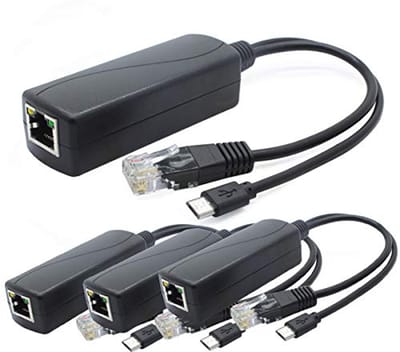 5V PoE Splitter 4-Pack - 48V naar 5V 2.4A Adapter met Micro USB - Compatibel met IP-camera's, Tablets en Raspberry Pi