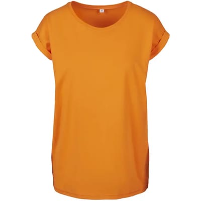 Build Your Brand - Extended Shoulder Dames T-shirt - Paradise Orange maat 3XL