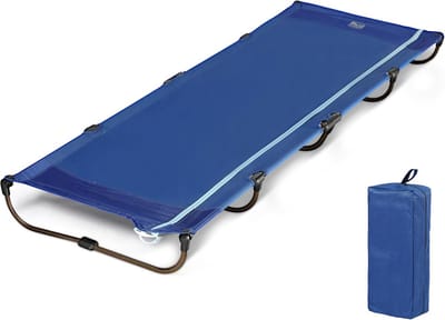 Veldbed Camping - Opklapbed Reisbed - Buiten Ontspannen - Geen Montage Nodig - 190 x 66 cm - Aluminium Blauw