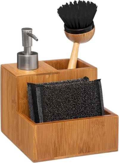 Orange85 Zeepdispenser met Vakjes - Tandenborstelhouder - Bamboe Organizer - Keuken - Badkamer