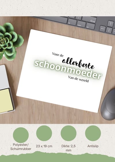 Akyol - voor de allerbeste schoonmoeder van de wereld Muismat - Mama - de beste schoonmoeder - moeder cadeautjes - moederdag - verjaardagscadeau - verjaardag - cadeau - geschenk - kado - gift - moeder artikelen - 23 bij 19 cm