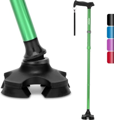 Opvouwbare wandelstok - Steunstok - Stabiliteit en comfort - Zelfstaand ontwerp - Verstelbaar 78-96 cm - Groen