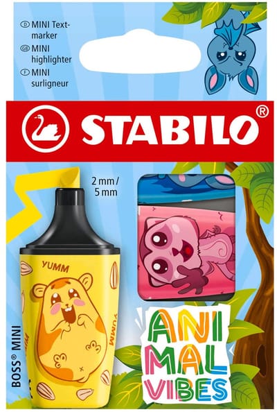 Markeerstift STABILO BOSS Animal Vibes mini assorti blister à 3 stuks