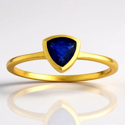 Cavill - Verstelbare Zilveren Ring - 925 Sterling Zilver Verguld - 0,63 ct Madagaskar Blauwe Triljant Saffier - Elegant & Tijdloos Dames Sieraad