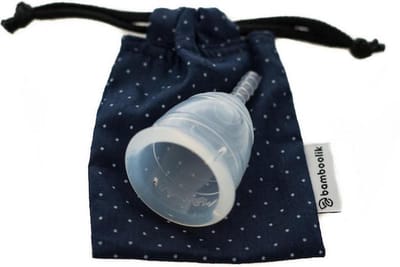 Bamboolik menstruatiecup stevig - groot - large - met stoffen bewaarzakje (100% katoen) - 100% medische siliconen - milieuvriendelijk