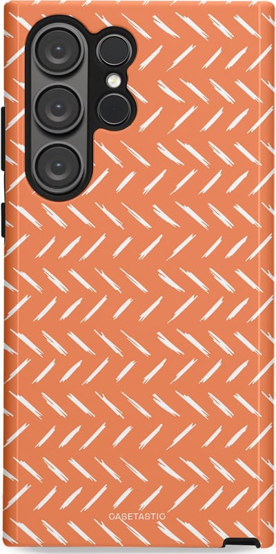 Casetastic hoesje geschikt voor Samsung Galaxy S23 Ultra - Dubbellaagse bescherming - Oranje Witte Nederland Cross Patroon - Fashion Case - Terracotta Zand
