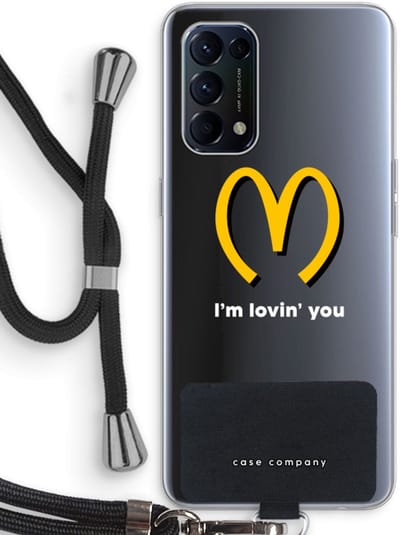 Case Company® - Hoesje met koord geschikt voor Oppo Find X3 Lite hoesje met Koord - I'm lovin' you - Telefoonhoesje met Zwart Koord - Bescherming aan alle Kanten en Over de Schermrand