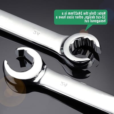 Vogueing Remgereedschap Open Ring Sleutel 24 x 27 mm - Dubbel Verchroomde Sleutel voor Moeilijk Bereikbare Ruimtes en Krappe Hoeken