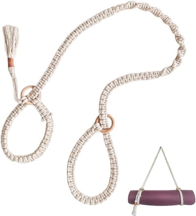 Yogamat Draagriem - Mattenband Macramé - Sport en Ontspanning - Handgeknoopt Boho Stijl - 185 cm - Wit
