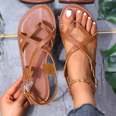 Rode Dames Casual Platte Sandalen Outdoor Lichtgewicht Sandalen Clip-on Designer Comfortabele Dagelijkse Schoenen Sandalias De 37 brown
