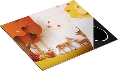 Chefcare Inductie Beschermer Herten in het Bos Illustratie - Abstract - 60x50 cm - Afdekplaat Inductie - Kookplaat Beschermer - Inductie Mat