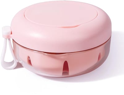 Opbergdoosje voor kunstgebit, absoluut lekvrij, onmisbaar op reis, kunstgebitbeker met filter en spiegeltje (roze)