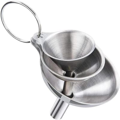 Ensemble d'entonnoirs en acier inoxydable Entonnoirs en métal de qualité alimentaire pour remplir des bouteilles Entonnoirs pour huile essentielle Gadgets de cuisine utiles gray