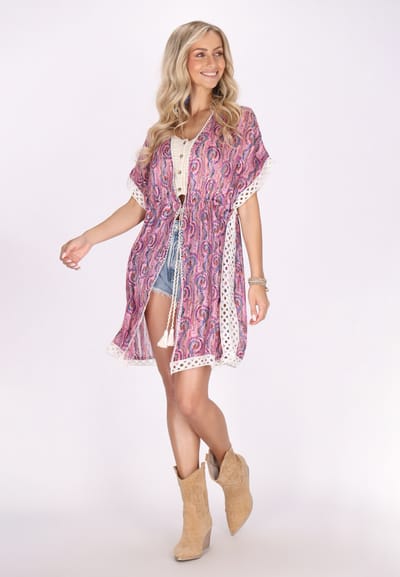 IZIA Kimono Dames Roze Veelkleurig