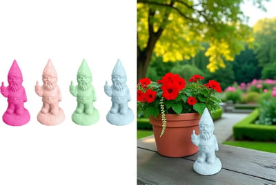Kunststof Tuinkabouter figuur 15x8x7cm met opgestoken middelvinger - Willekeurige kleur
