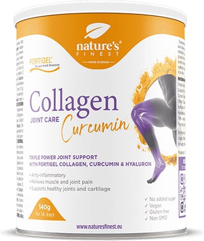 Nature's Finest Curcumin JointCare - Fortigel® Collageen met Kurkuma, Hyaluronzuur & Vitamine C - Ondersteunt Gewrichten, Kraakbeen & Immuniteit - Klinisch bewezen formule - Zonder toegevoegde suikers - collagen supplement