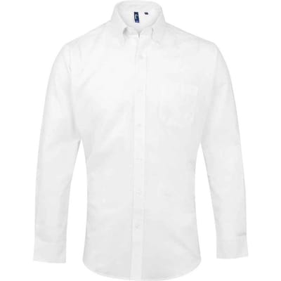 Premier Heren Signature Oxford overhemd met lange mouwen (Wit)