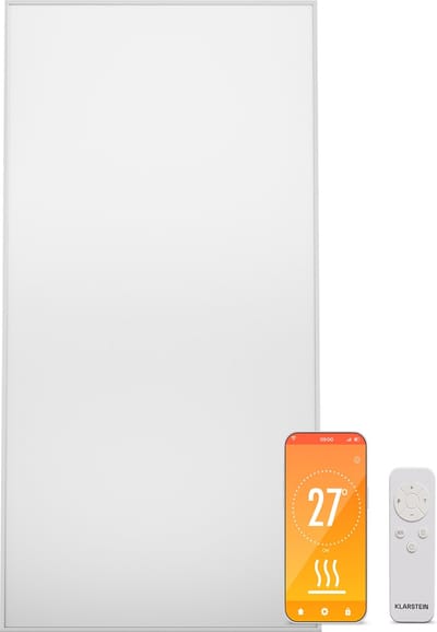 Klarstein infrarood verwarming met thermostaat, 770W elektrische verwarming, Smart Home infrarood verwarming voor wandmontage, IR met app-bediening & detectie open ramen, efficiënte vochtige ruimte radiator CO2-vrij
