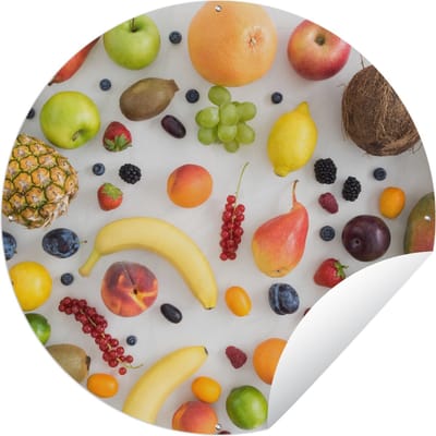 Tuincirkel Regenboog - Fruit - Zomer - Seizoenen - 60x60 cm - Ronde Tuinposter - Buiten