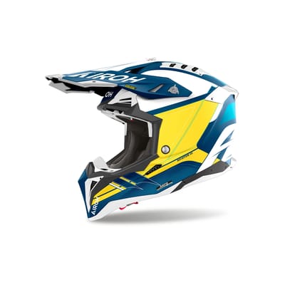 Airoh Aviator 3 Monarch Blauw Wit Geel Crosshelm - Helm