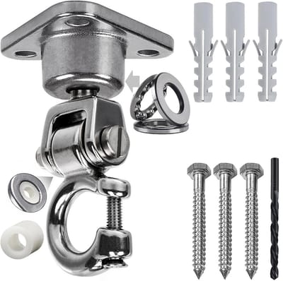 Heavy Duty Plafondhaak RVS met Lager - 360° Draaibaar voor Hangstoel, Schommel, Hangmat en Bokszak