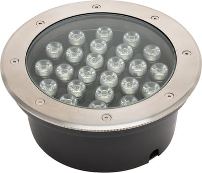 LED Grondspot - Aruz - Inbouw Rond - 24W - Waterdicht IP67 - Natuurlijk Wit 4000K - Rond - Mat Chroom - RVS