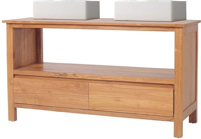 Vente-unique Badkamermeubel in teakhout met dubbele wastafel - 135 cm - KETAPANG