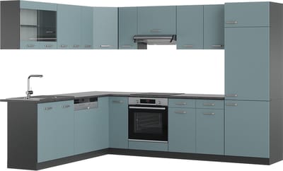 Vicco Hoekkeuken R-Line, Blauw-grijs/Antraciet, 287 x 227 cm zonder werkblad