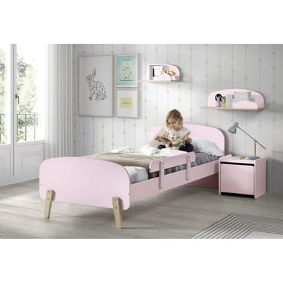 LUCEVI - Kiddy bed + Nachtkastje + Hangplankjes + Uitvalbeveiliging - Roze - 90x200 cm