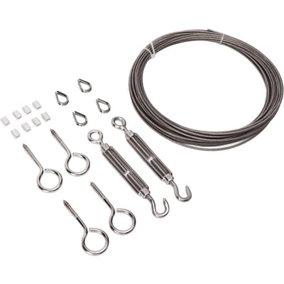Kit de suspension de guirlande lumineuse Acier inoxydable Revêtement PVC Tendeur à vis Kit de tendeur de câble pour suspension