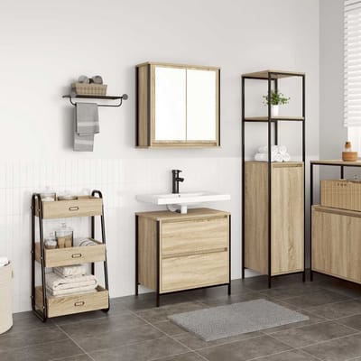vidaXL - 2-delige - Badkamermeubelset - bewerkt - hout - sonoma - eikenkleurig
