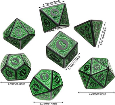 Dobbelstenen - 7 stuks - 12-Zijdig - 6-zijdig - 4-zijdig - Veelzijdig - Vrije Tijd - Entertainment - Speelgoed - Game - D&D - Dungeons and dragons - Groen