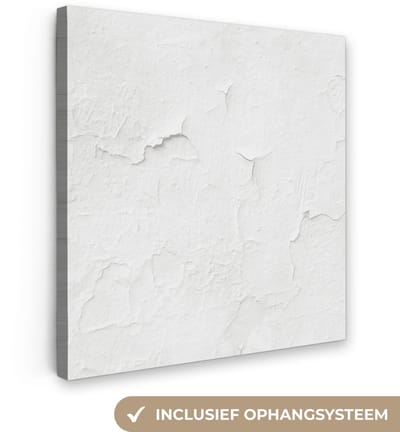 Canvas schilderij 20x20 cm - Wanddecoratie Plamuur - Wit - Structuur - Muurdecoratie woonkamer - Slaapkamer decoratie - Kamer accessoires - Schilderijen op canvas
