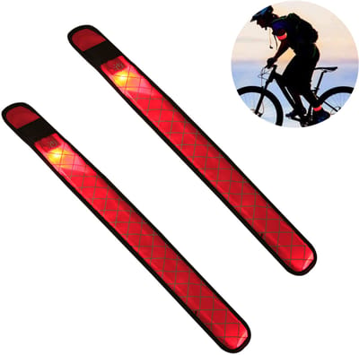 Ynkkvre - LED lichtarmband - Reflecterend armband - USB-oplaadbaar armband - Reflecterend veiligheidsarmband - 2 stuks - Nachtveiligheidsarmband - 3 lichtstanden & zichtbaar tot 200 meter -extra lange levensduur - 25cm - Rood