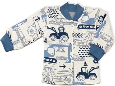 Dartomik - Polaire Baby Kaftan - 68 - Bouwvoertuigen Motief - Oeko-Tex Standaard