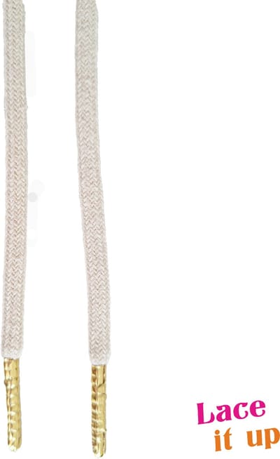 Schoenveters rond uni ecru - 120cm met gouden nestels - Lace it Up veters voor wandelschoenen, werkschoenen en meer