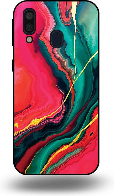 Smartphonica Telefoonhoesje Geschikt voor Samsung Galaxy A40 met Rood Groen Marmer Opdruk - TPU Backcover Case Red Green Marble Design geschikt voor Samsung Galaxy A40