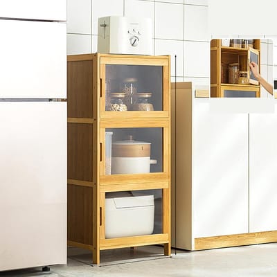 Keukenopbergkast - Opbergrek Kast - Keuken Organiseren - Stofdicht Ontwerp - 3 4 of 5 Lagen - Transparante Deur