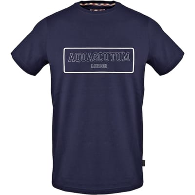 Aquascutum Unisex Volwassenen Lettering Print Crew Neck T-Shirt (Marineblauw)