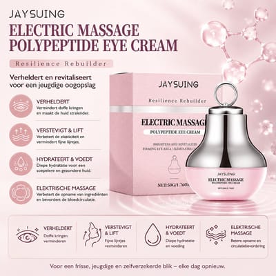 JAYSUING Beauty -Vibrerende Oogcrème met Massage - Met Hyaluronzuur & Peptiden - Voor Gevoelige Huid rond de Ogen, Verlicht Vermoeide Ogen & Zwellingen -Tegen Donkere Kringen, Fijne Lijntjes & Wallen - Verstevigend & Hydraterend - 50g