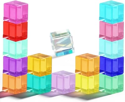 Kleurrijke Jelly Blocks Set, 16 Sensory Bouwblokken voor Motorische Vaardigheden, Stapel- en Speelplezier met Gemstone Dobbelstenen