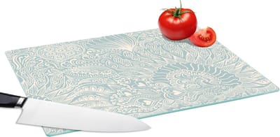 Glazen Snijplank - 39x28 - Koraal - Hart - Zeewier - Vis - Patroon - Snijplanken Glas